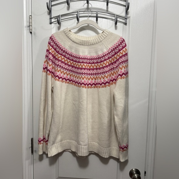 Blair Sweater Women’s XL Fair Isle Pullover Cream Pink Orange Nordic Classic - Picture 1 of 16